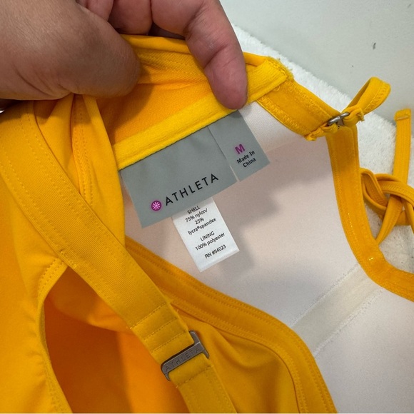 Athleta Yellow Shirred Halter Tankini Swim Top M - Picture 6 of 10